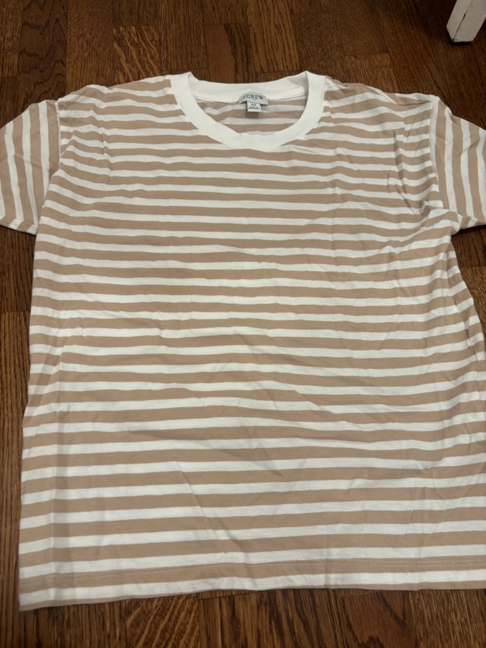 J.Crew Factory Striped Crewneck Tee in Beige and White